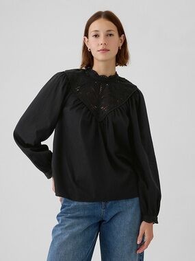 GAP Embroidered Eyelet Blouse Top